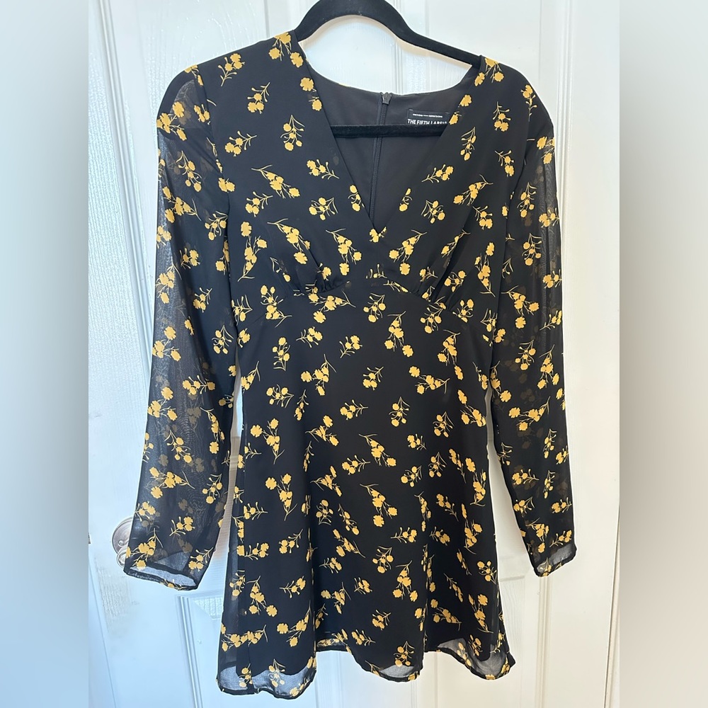 Black sundress with yellow flower detail
